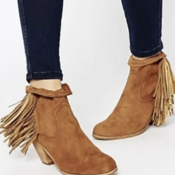 Sam Edelman Womens Louie Western Fringle Ankle Suede Booties shoes sz 8 - Picture 1 of 16
